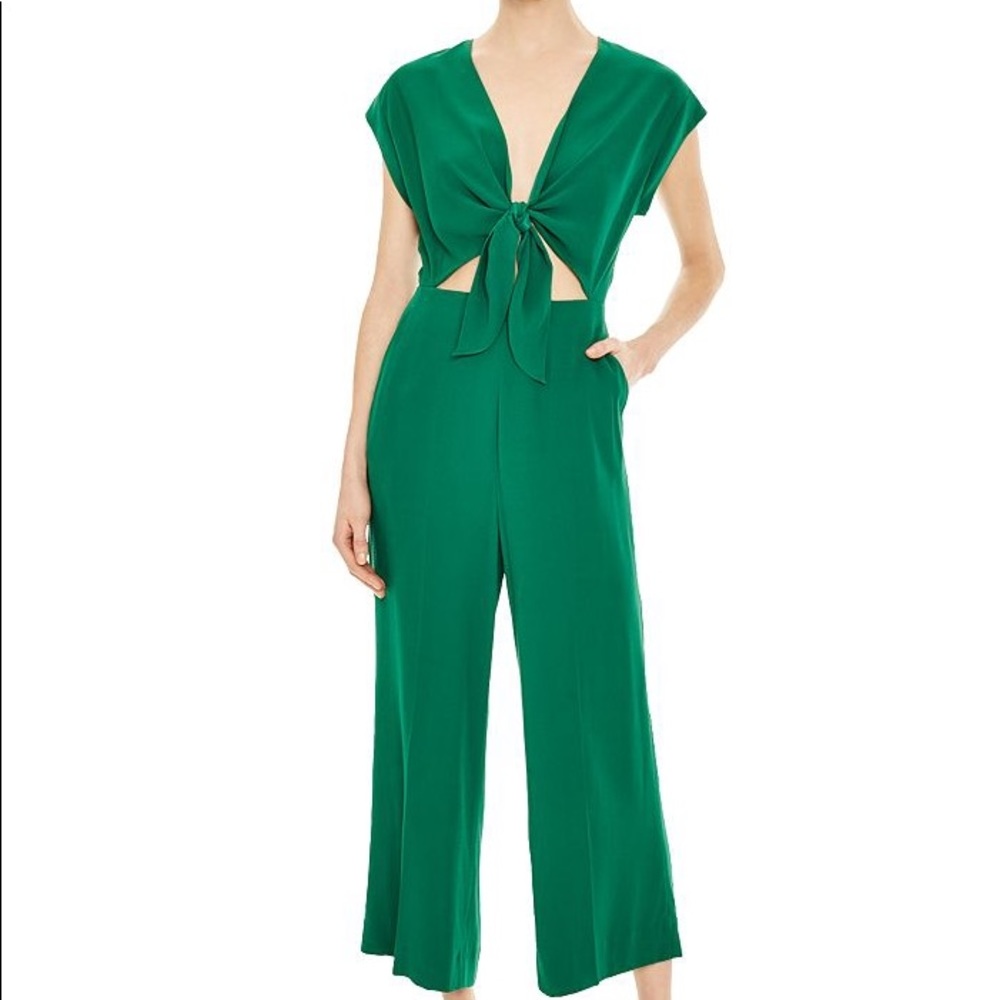 Sandro Woman Jason Knotted Cutout Crepe Jumpsuit Green